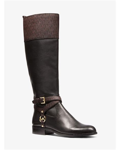 michael michael kors preston two-tone leather boot brown 9|Michael kors two tone boots + FREE SHIPPING .